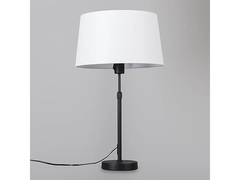 Lampe de table noire avec abat-jour blanc 35 cm réglable - Parte