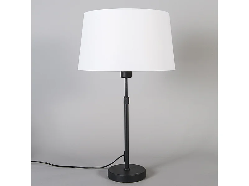 Lampe de table noire avec abat-jour blanc 35 cm réglable - Parte