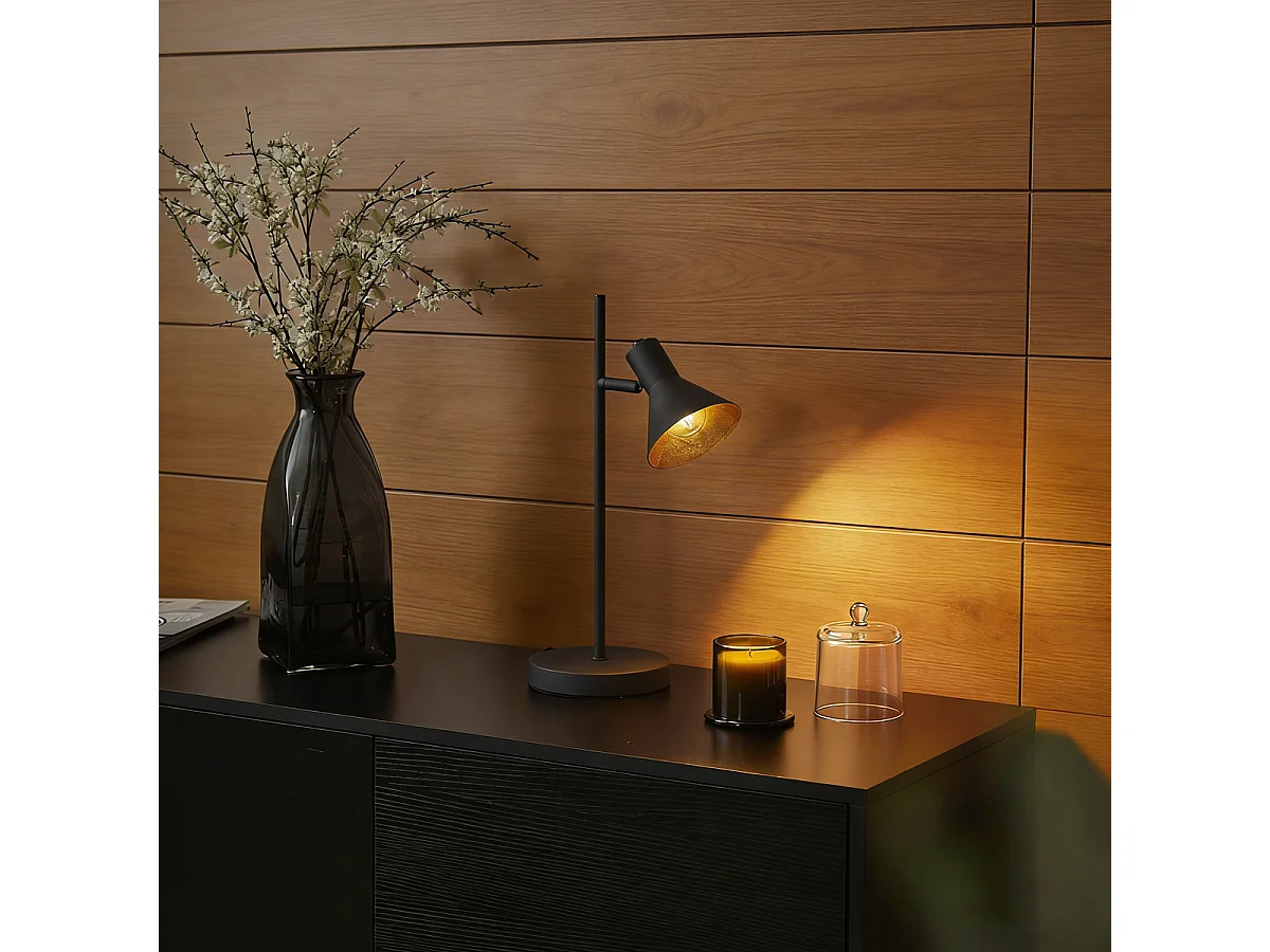 Lampe de table moderne noire avec or 1 lumière - Magno