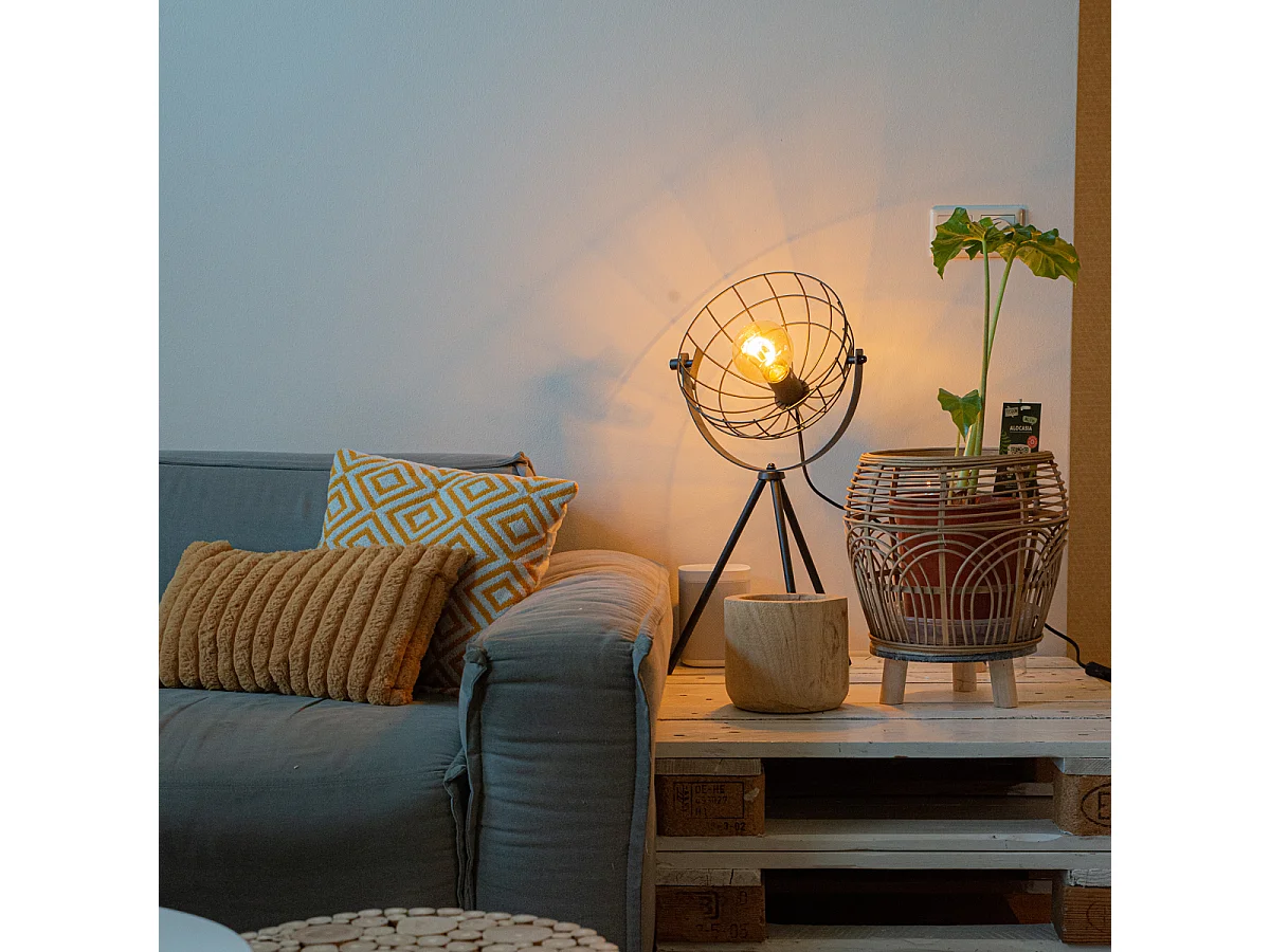 Lampe de table industrielle trépied noire orientable - Hanze