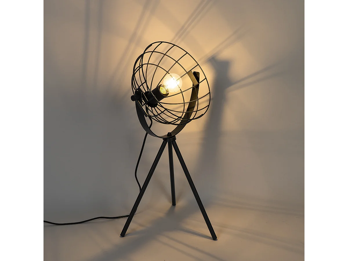 Lampe de table trépied industrielle noire réglable - Hanze