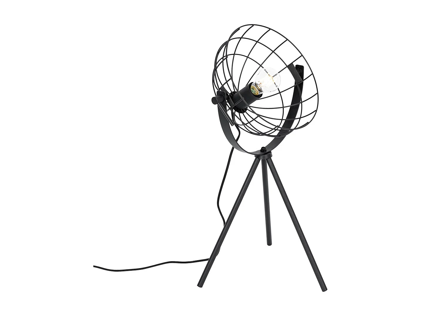 Lampe de table trépied industrielle noire réglable - Hanze