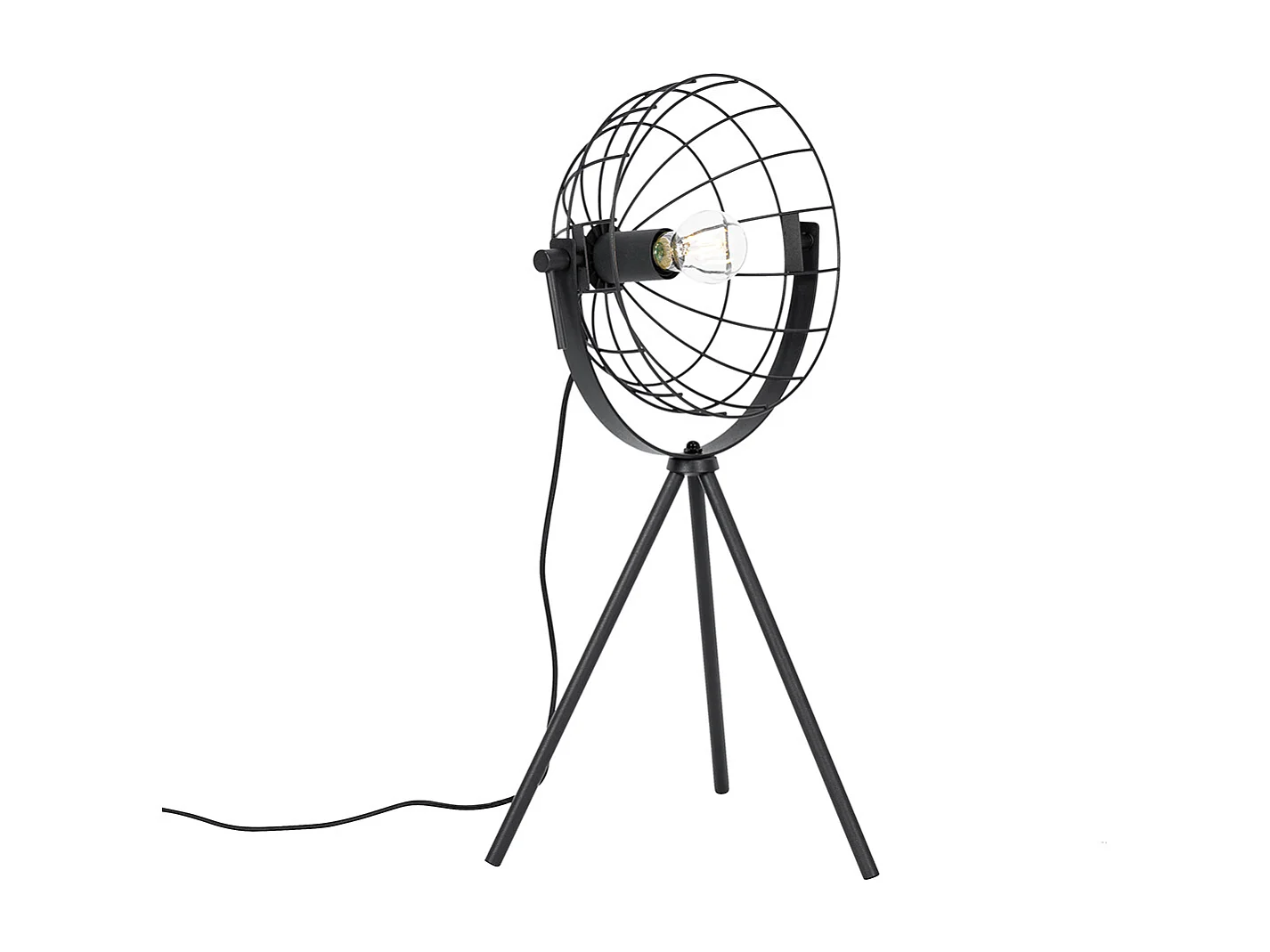 Lampe de table trépied industrielle noire réglable - Hanze