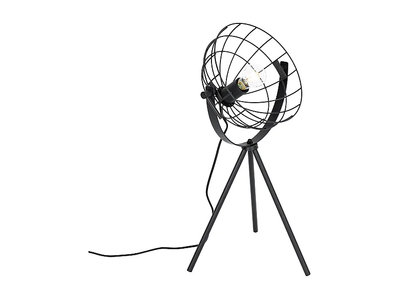 Lampe de table trépied industrielle noire réglable - Hanze