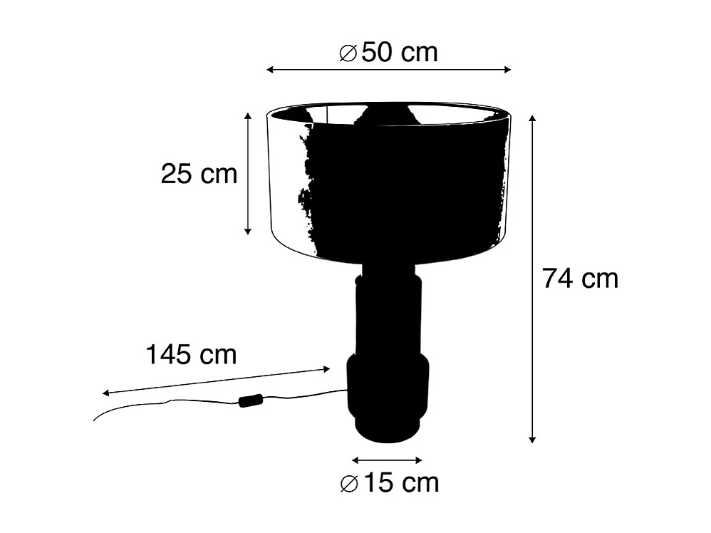 Lampe de table Art Déco avec abat-jour blanc 50 cm - Bruut