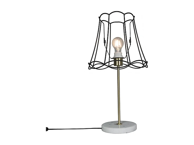 Lampe de table rétro en laiton avec cadre Granny noir 30 cm - Kaso