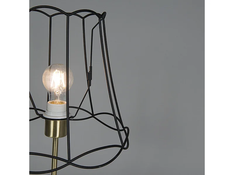 Lampe de table rétro en laiton avec cadre Granny noir 30 cm - Kaso