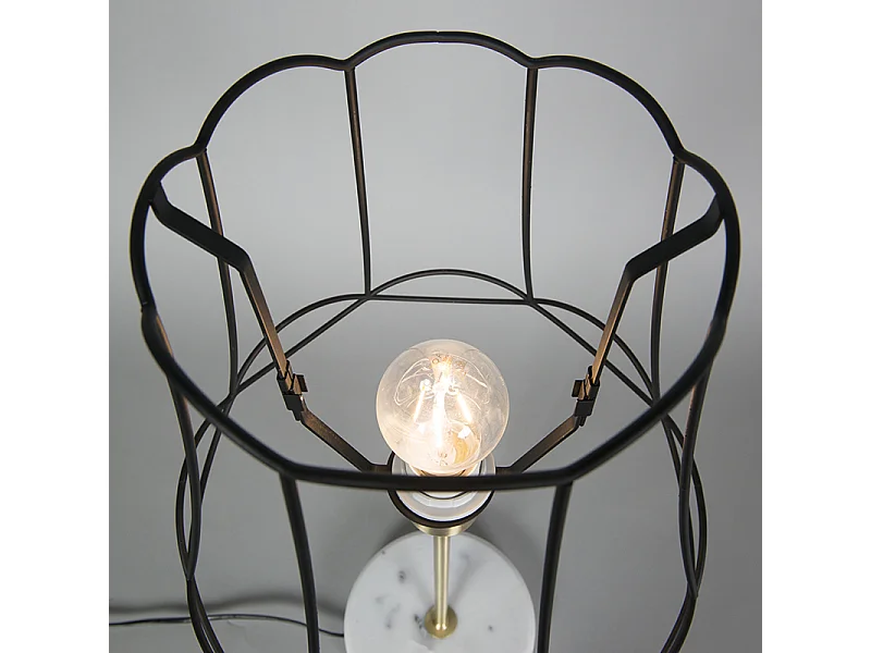 Lampe de table rétro en laiton avec cadre Granny noir 30 cm - Kaso