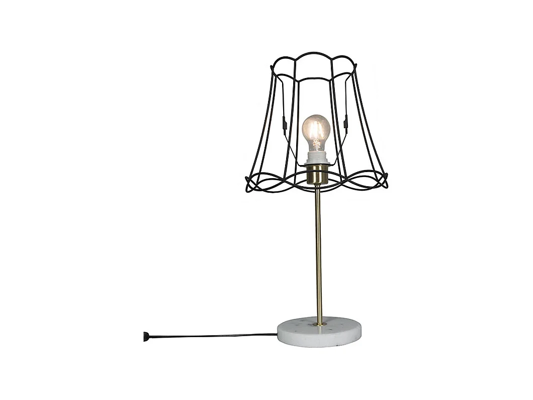 Lampe de table rétro en laiton avec cadre Granny noir 30 cm - Kaso