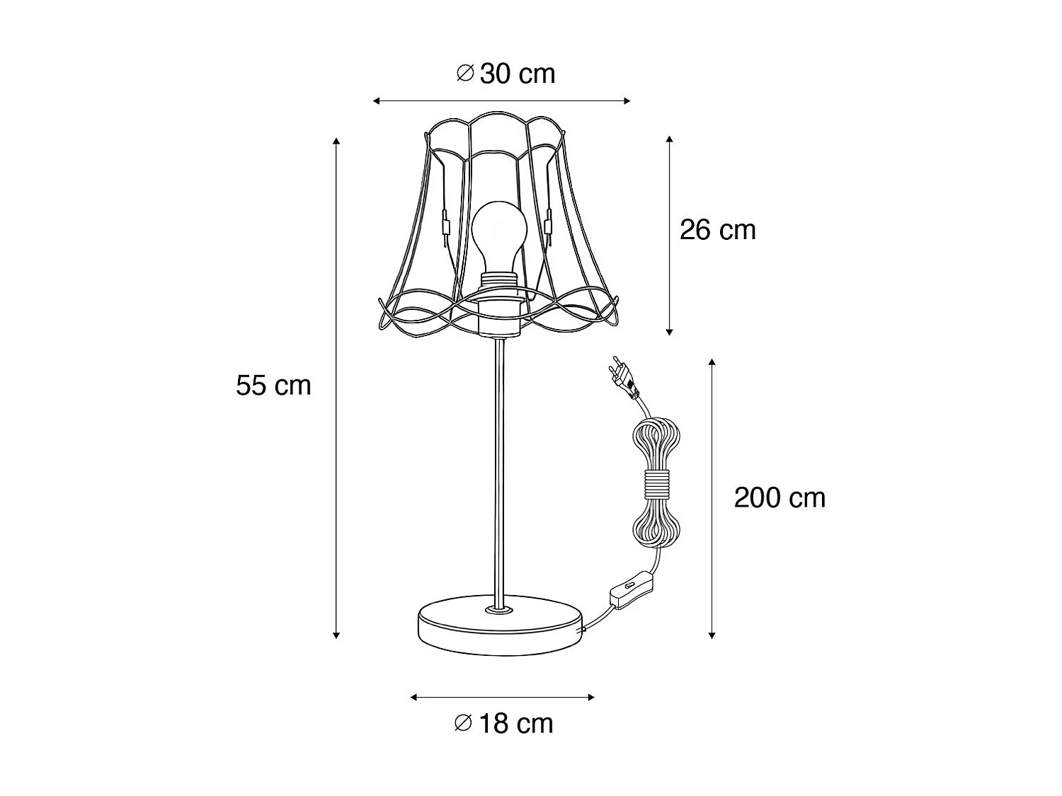 Lampe de table rétro en laiton avec abat-jour Granny Frame noir 30 cm - Kaso