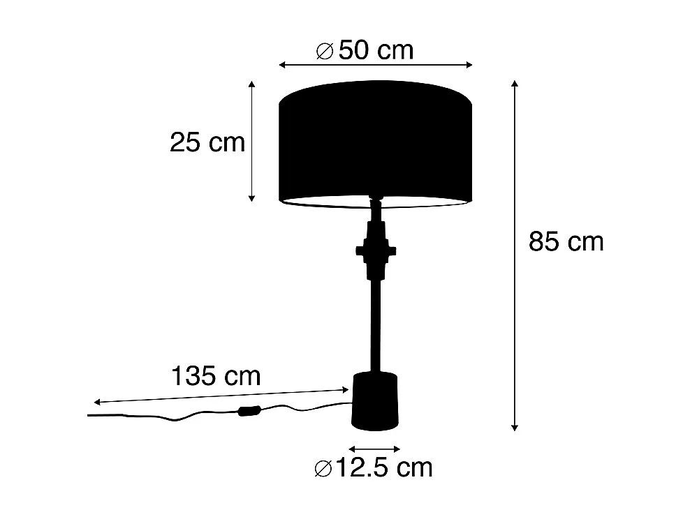 Lampe de table Art déco avec abat-jour en velours rose doré 50 cm - Diverso