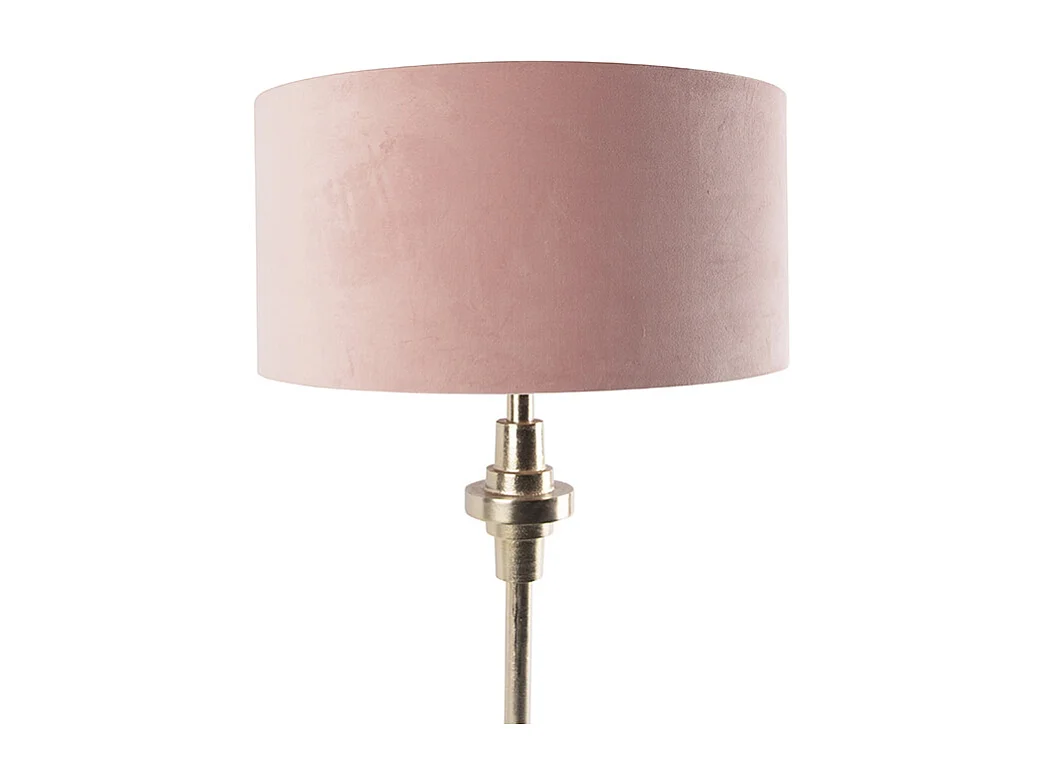 Lampe de table Art déco avec abat-jour en velours rose doré 50 cm - Diverso