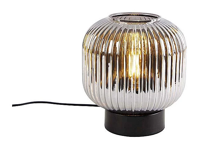 Lampe de table Art Déco noire avec verre fumé - Karel
