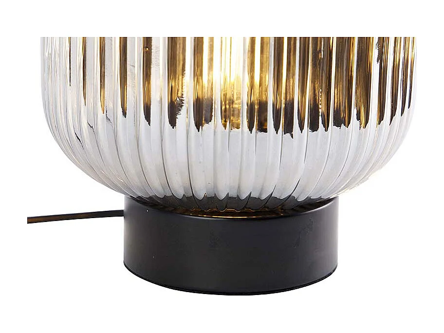 Lampe de table Art Déco noire avec verre fumé - Karel