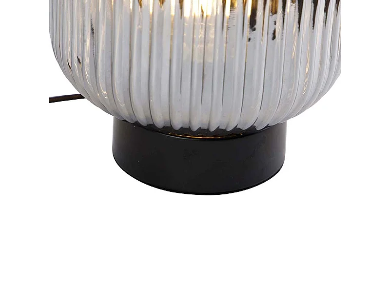 Lampe de table Art déco noire avec verre fumé - Karel