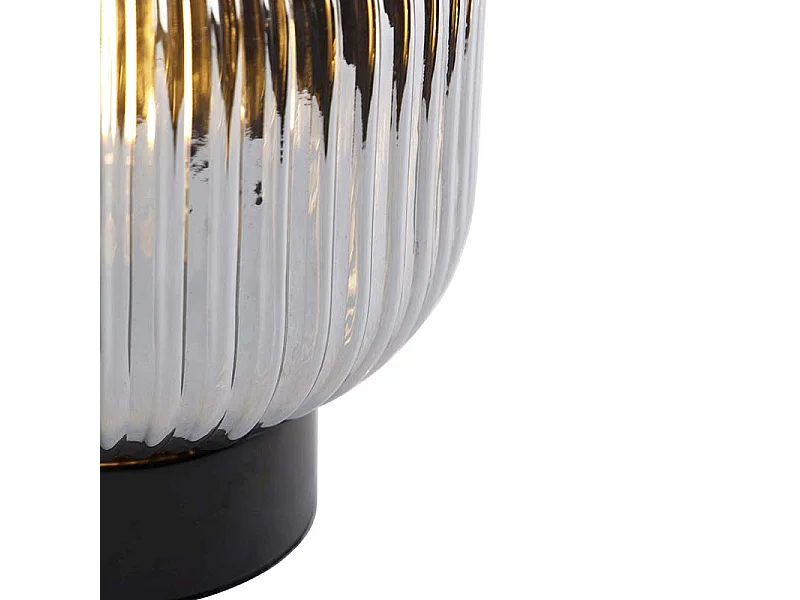 Lampe de table Art déco noire avec verre fumé - Karel