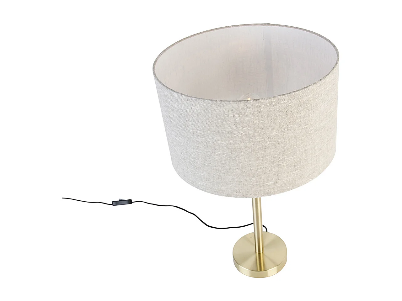 Lampe de table classique en laiton avec abat-jour gris clair 35 cm - Simplo