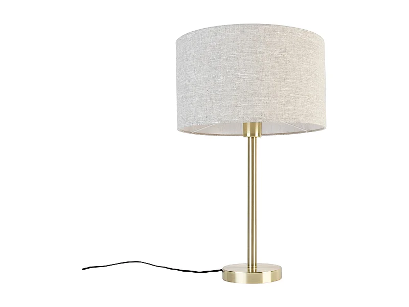 Lampe de table classique en laiton avec abat-jour gris clair 35 cm - Simplo