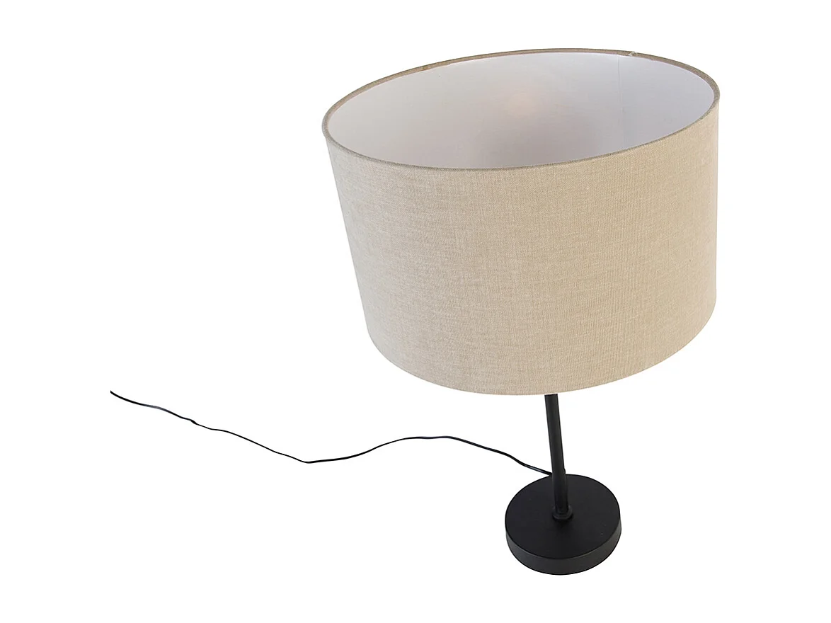 Lampe de table noire réglable avec abat-jour marron clair 35 cm - Parte
