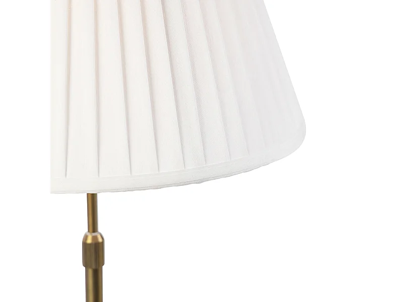 Lampe de table en bronze avec abat-jour plissé blanc 35 cm - Parte