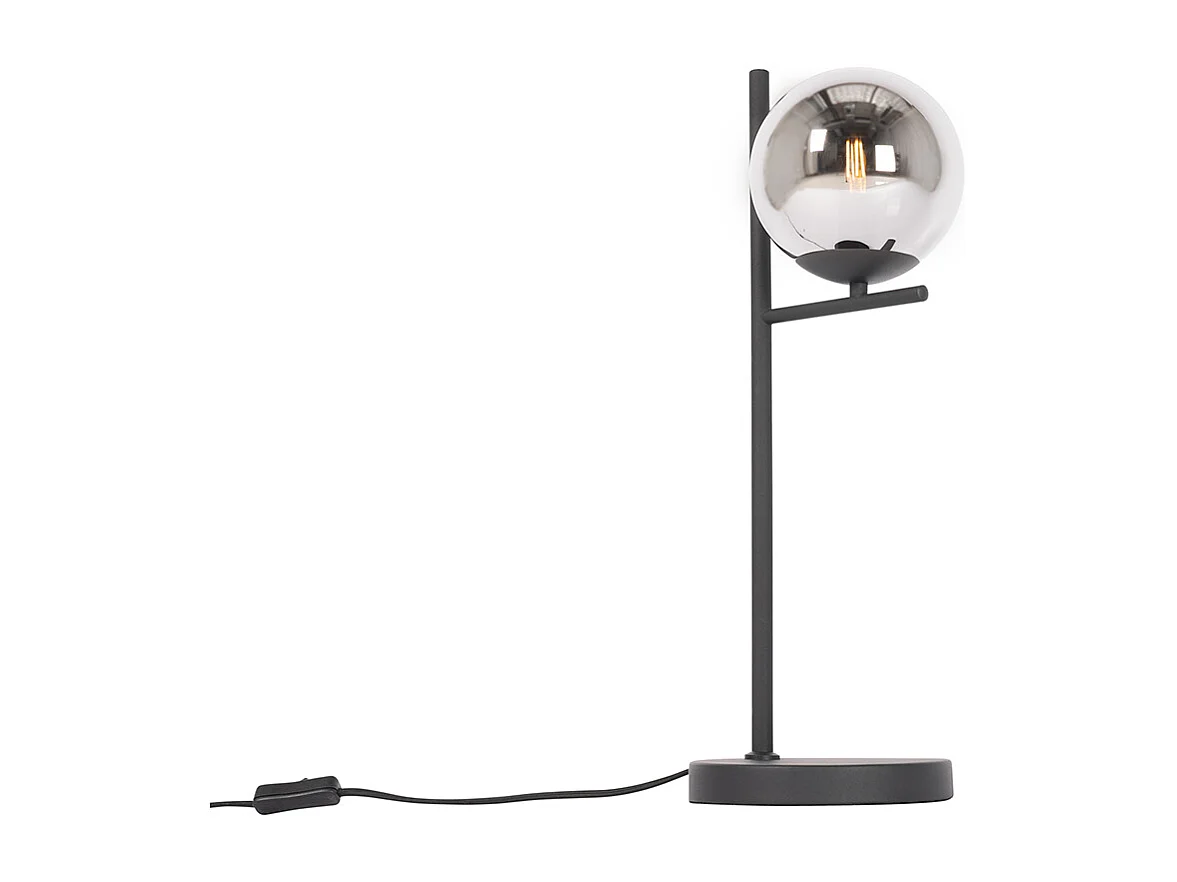 Lampe de table Art Déco noire et verre fumé - Flore