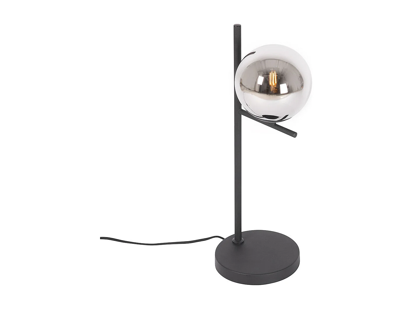 Lampe de table Art Déco noire et verre fumé - Flore