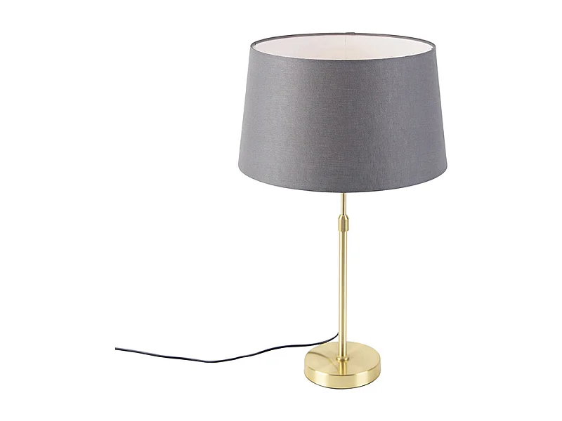 Lampe de table or / laiton avec abat-jour lin gris 35 cm - Parte