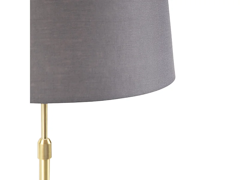 Lampe de table or / laiton avec abat-jour lin gris 35 cm - Parte