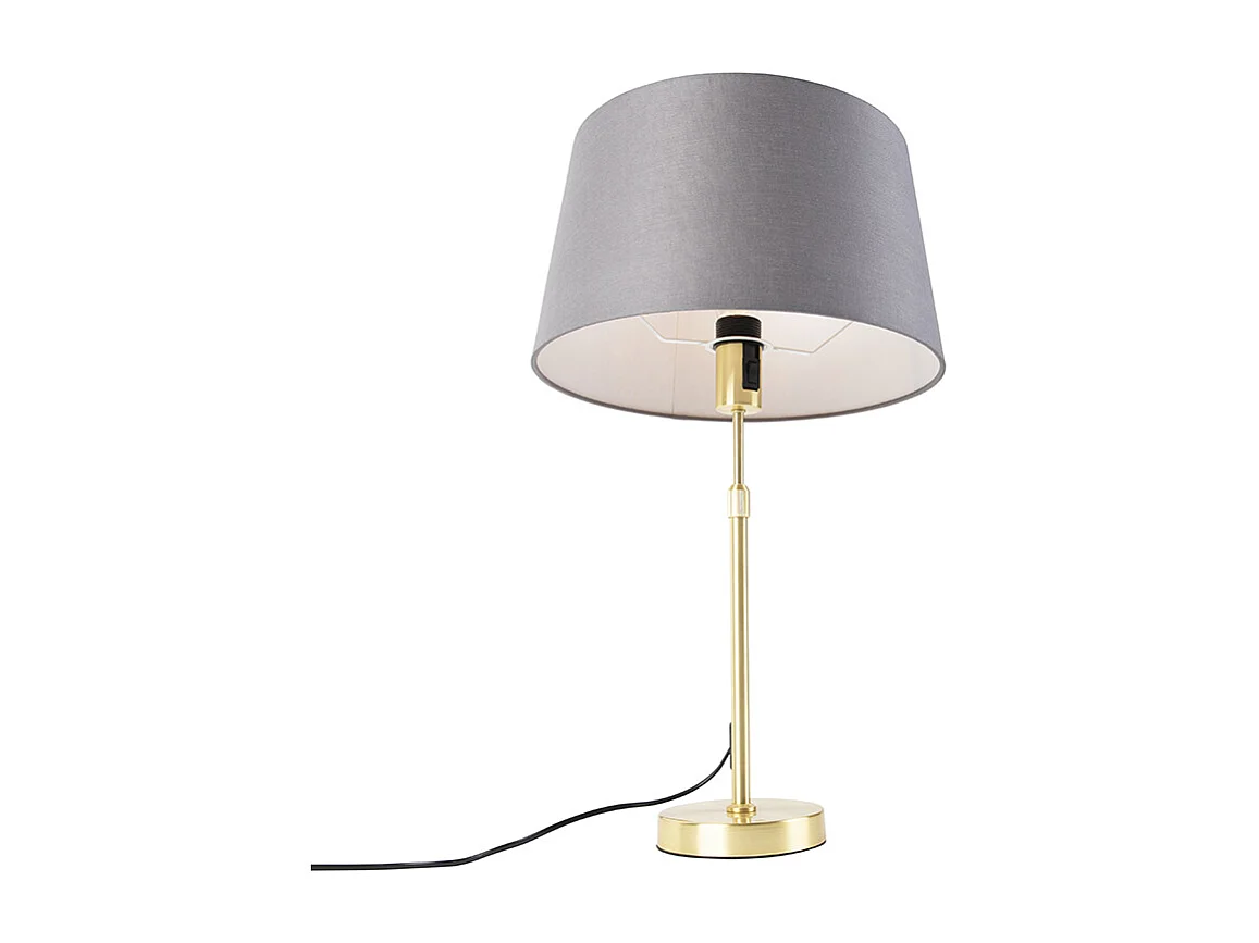 Lampe de table or / laiton avec abat-jour lin gris 35 cm - Parte
