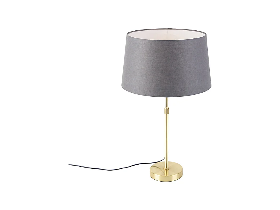 Lampe de table or / laiton avec abat-jour lin gris 35 cm - Parte