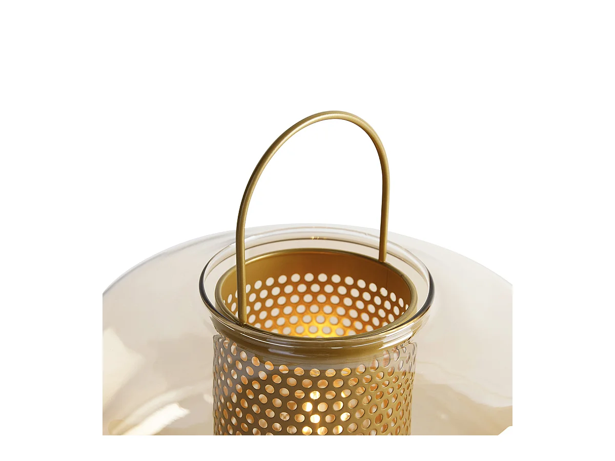 Lampe de table Art Déco or avec verre ambré 30 cm - Kevin