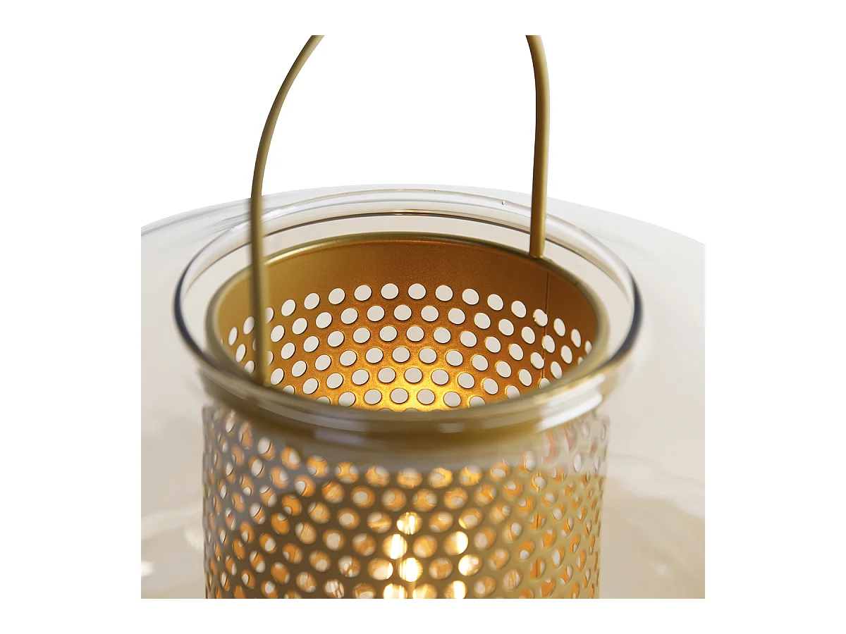 Lampe de table Art Déco or avec verre ambré 30 cm - Kevin