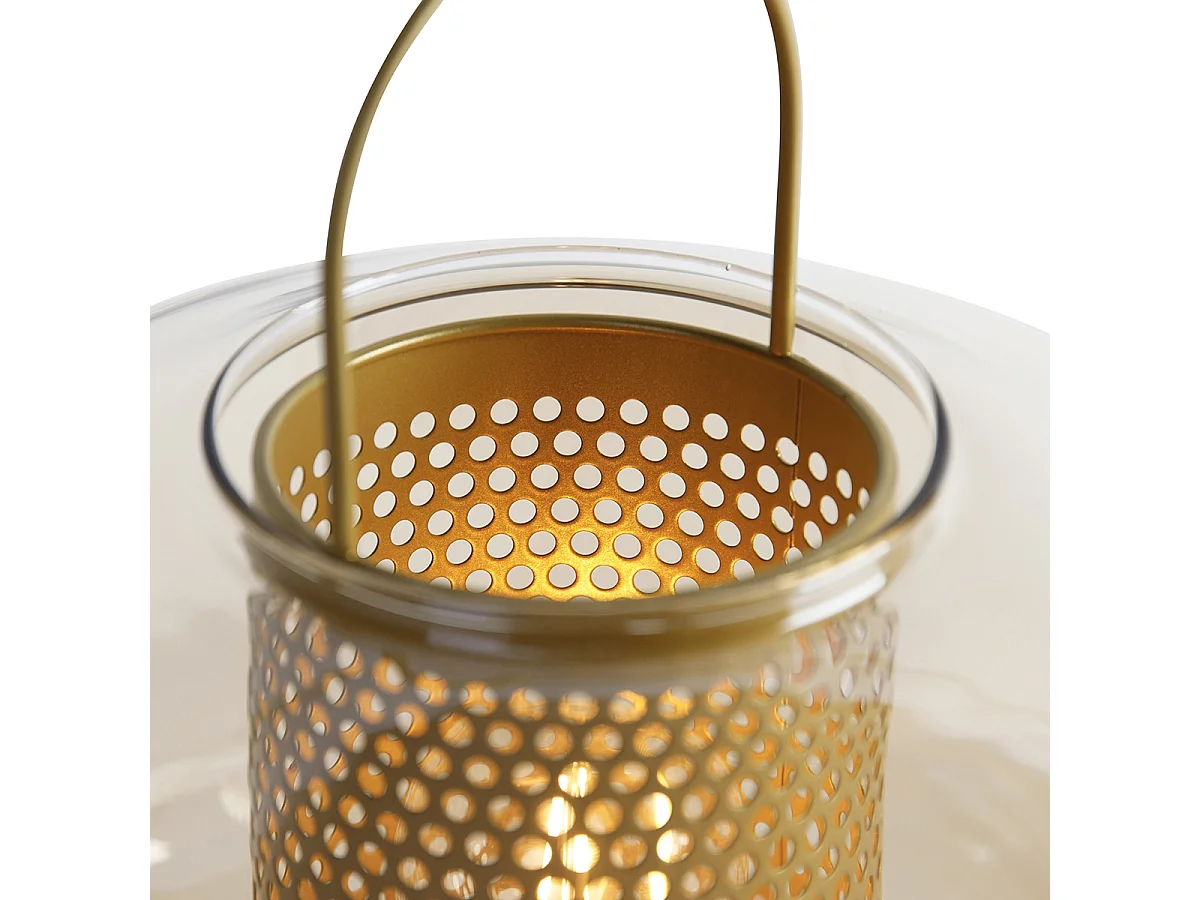 Lampe de table Art déco dorée avec verre ambre 30 cm - Kevin