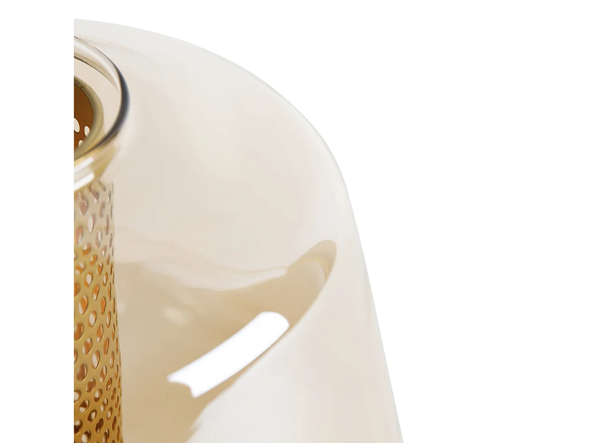 Lampe de table Art déco dorée avec verre ambre 30 cm - Kevin