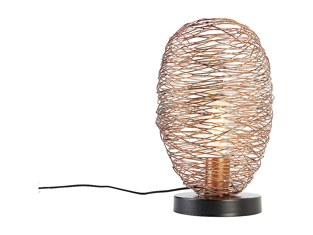 Lampe de table design cuivre avec noir 30 cm - Sarella
