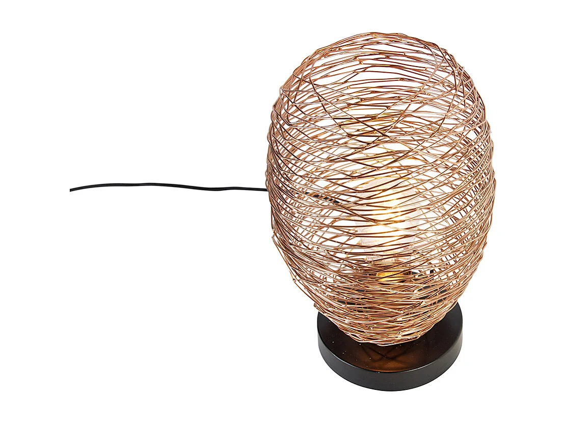Lampe de table design cuivre avec noir 30 cm - Sarella