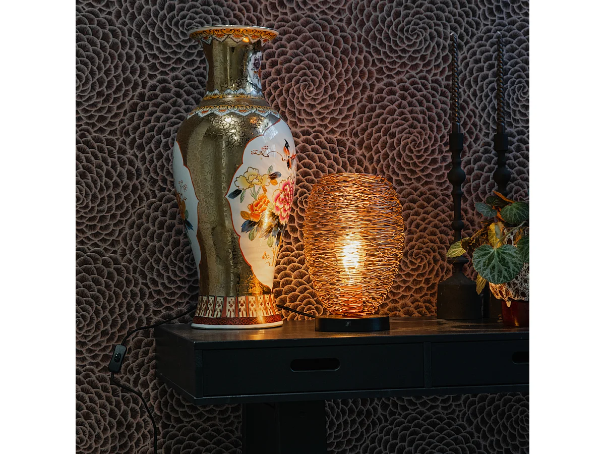 Lampe de table design cuivre avec noir 30 cm - Sarella