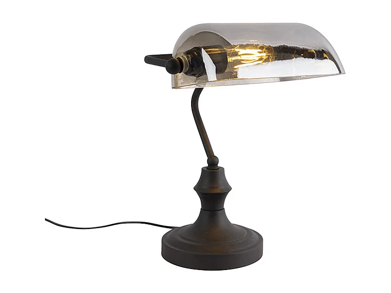 Lampe de notaire classique noire avec verre miroir fumé - Banker