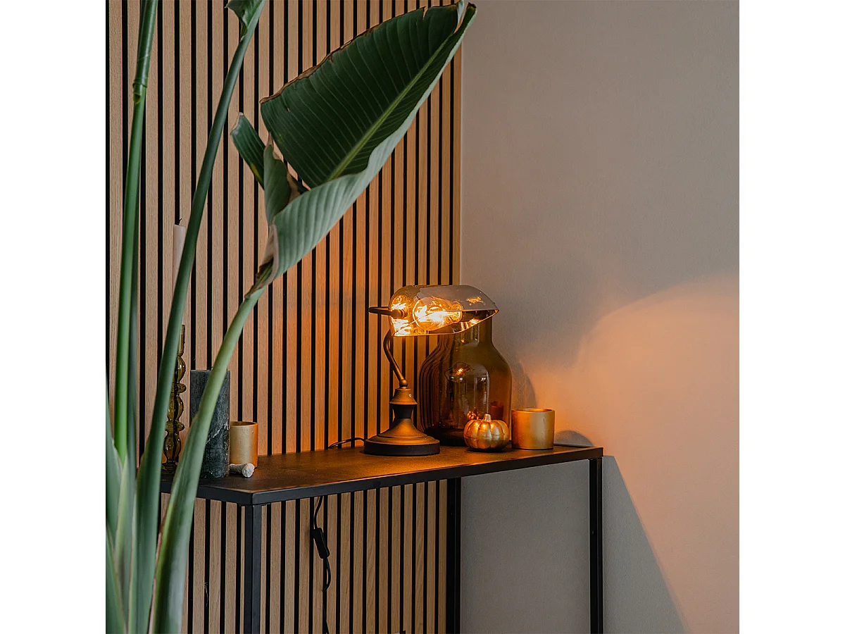 Lampe de notaire classique noire avec verre miroir fumé - Banker