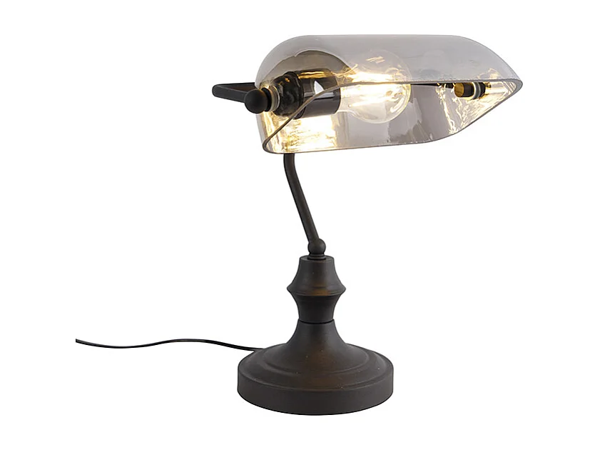 Lampe de notaire classique noire avec verre miroir fumé - Banker