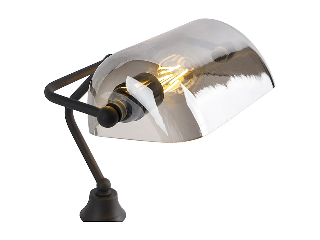 Lampe de notaire classique noire avec verre miroir fumé - Banker