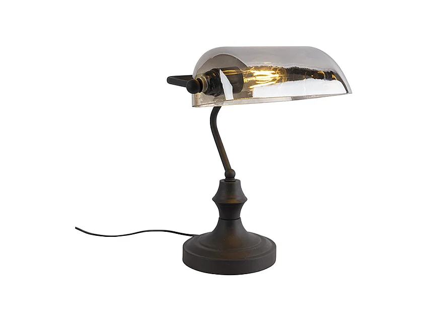 Lampe de notaire classique noire avec verre miroir fumé - Banker