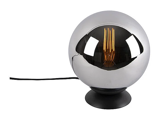Lampe de table art déco noir avec verre fumé - Pallon