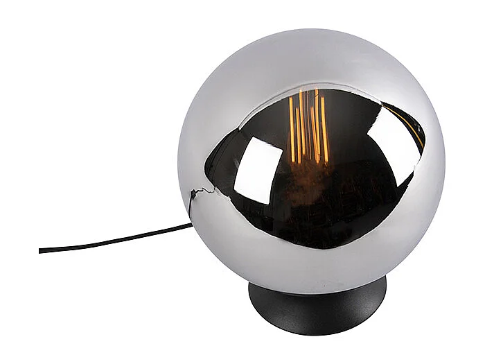 Lampe de table art déco noir avec verre fumé - Pallon