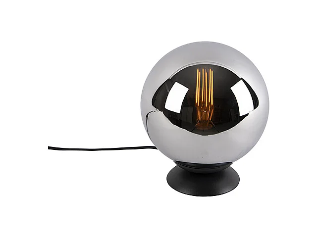 Lampe de table art déco noir avec verre fumé - Pallon