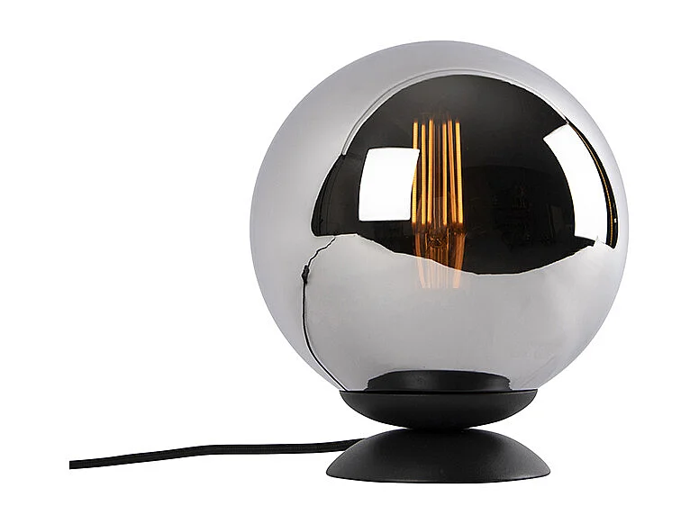 Lampe de table Art Déco noire avec verre fumé - Pallon