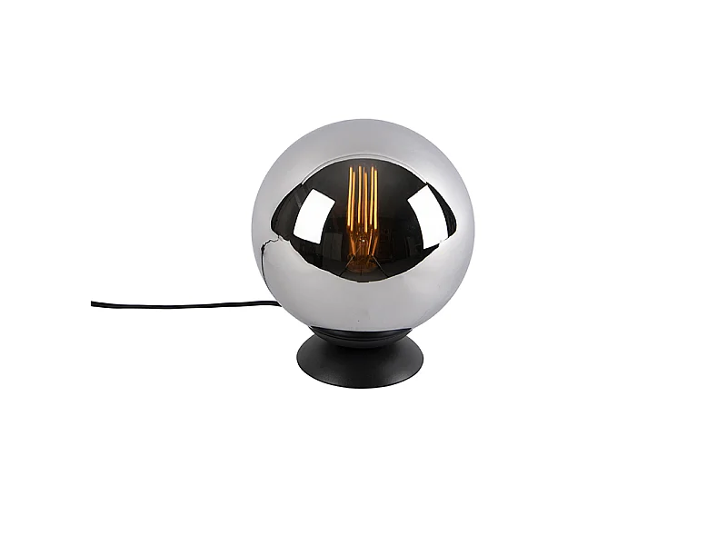 Lampe de table Art Déco noire avec verre fumé - Pallon