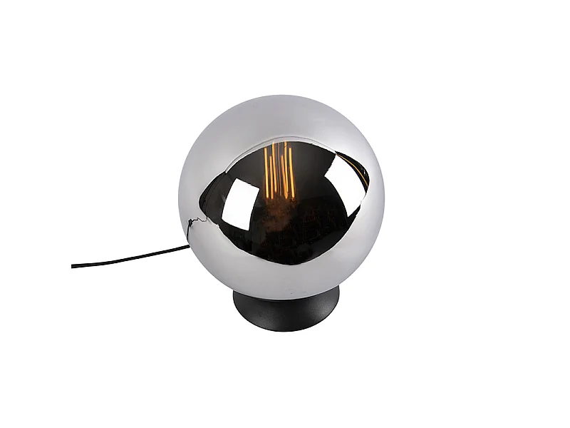 Lampe de table Art Déco noire avec verre fumé - Pallon