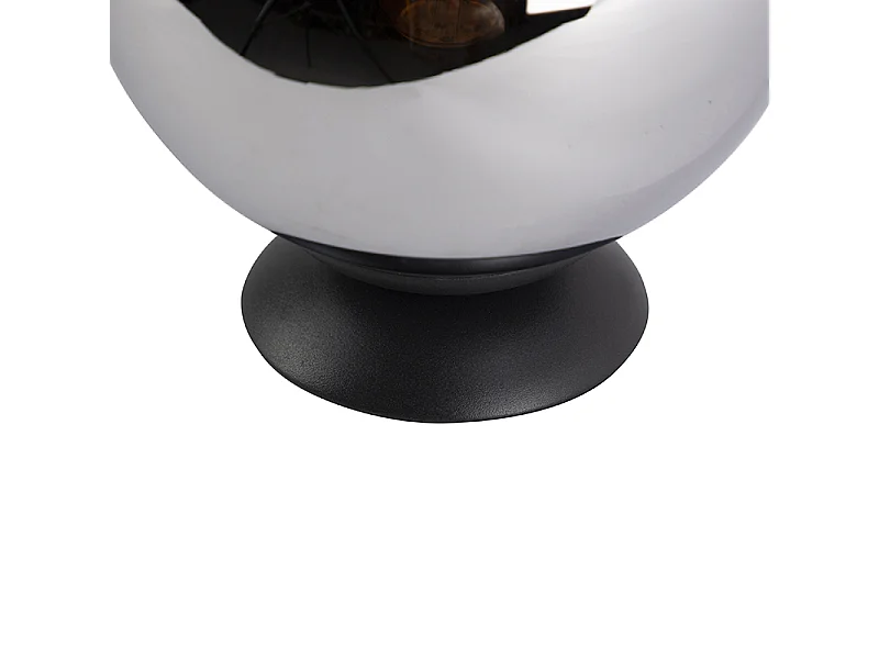 Lampe de table Art Déco noire avec verre fumé - Pallon
