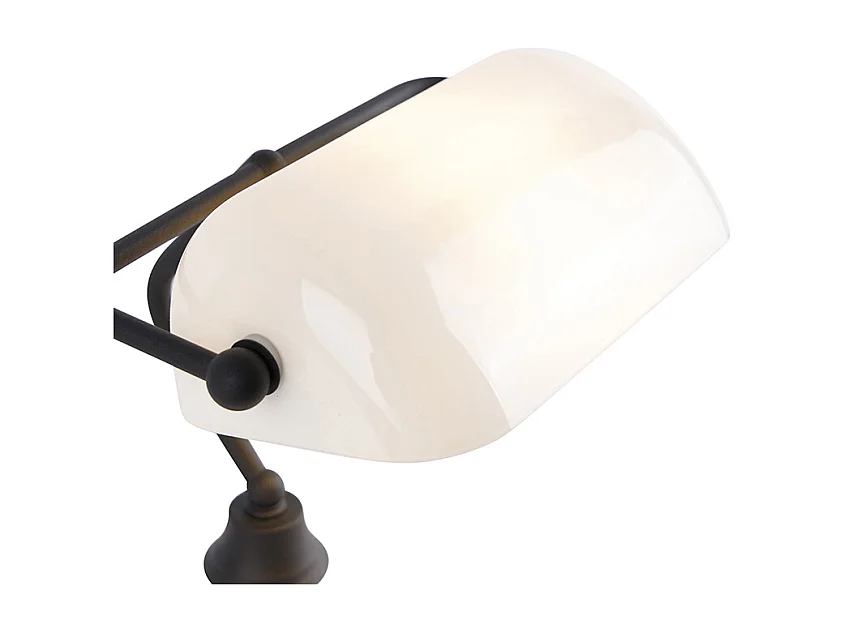 Lampe de notaire classique noire avec verre opale - Banker
